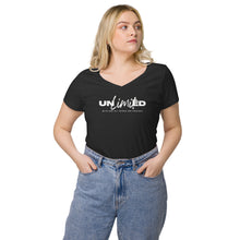Load image into Gallery viewer, Unlimited - With God all things are Possible - Women’s fitted v-neck t-shirt